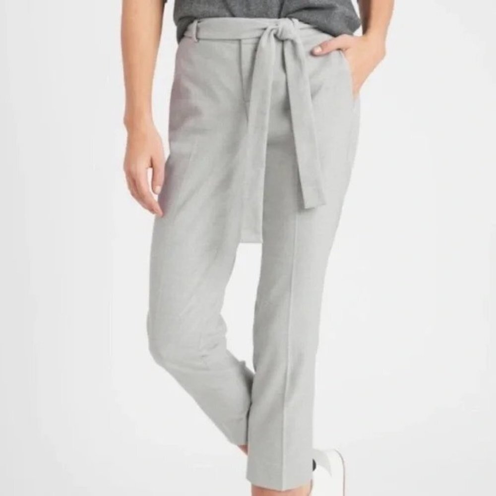 Banana Republic Avery Belted Waist Mid Rise Gray Pants P3421